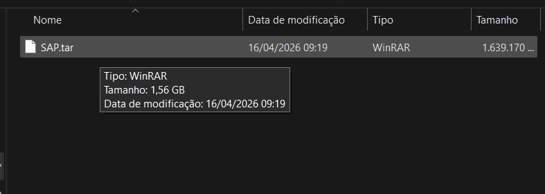 Extraindo o arquivo sap.tar