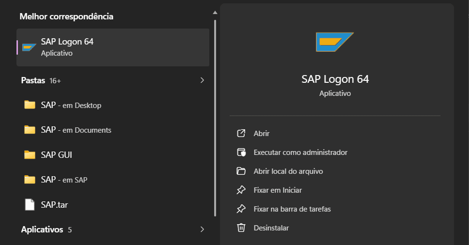 Abrindo o SAP Logon 64